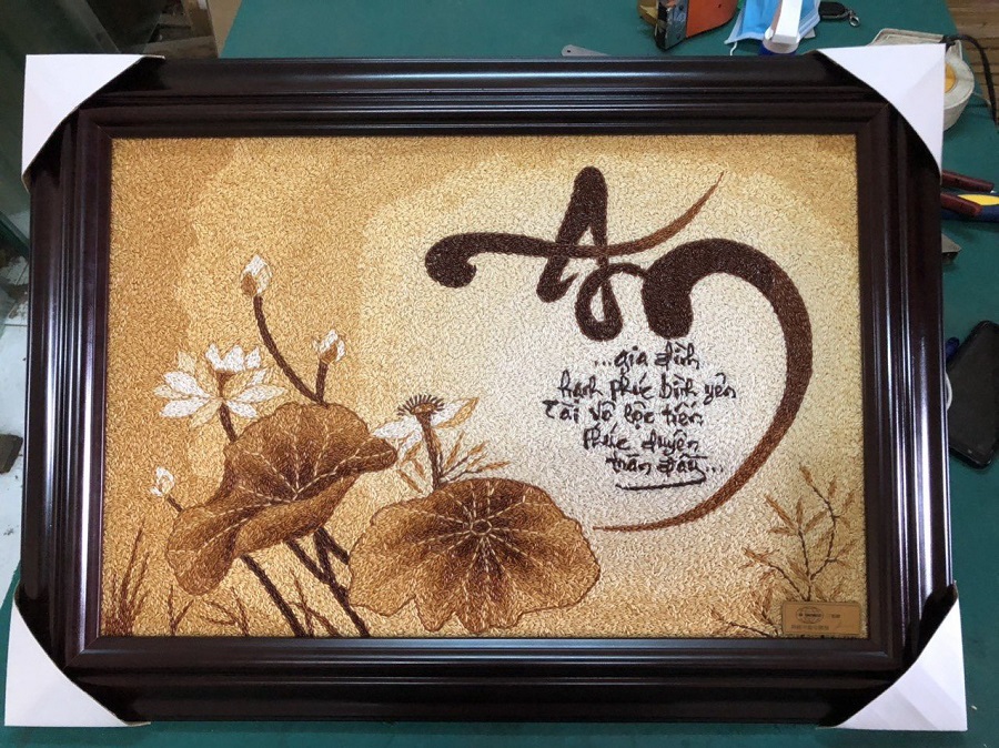 Tranh gạo thư pháp chữ An Tranh gạo thư pháp chữ An